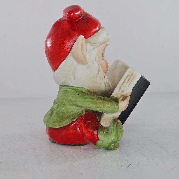 Vintage Homco Elf Reading A Book Figurine Ceramic 5406 Christmas Decor - Picture 3 of 8